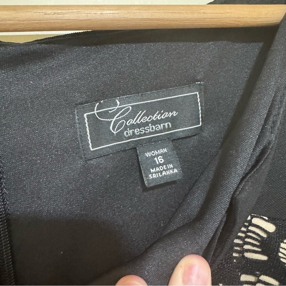 Women’s DressBarn Formal Black Nude Detail Lace Tight Short Sleeve Dress Size 16 - Picture 6 of 16